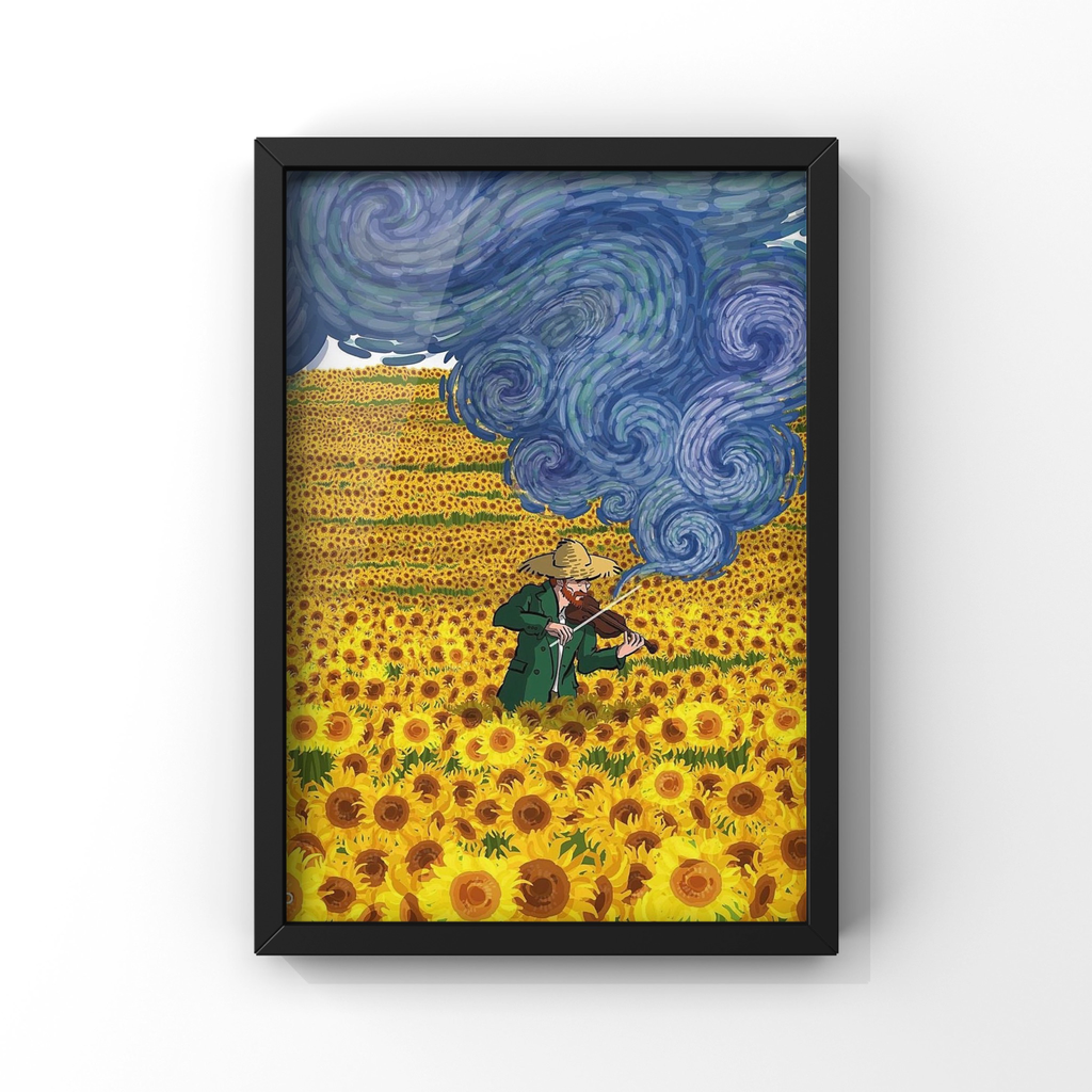 Sunflower symphony (20x30 cm, Black frame)