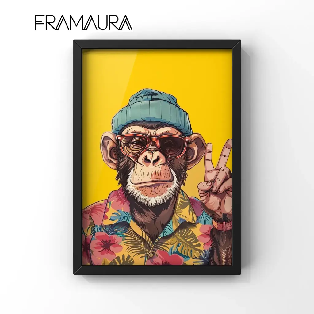 Primate Peace (20x30 cm, Black frame)