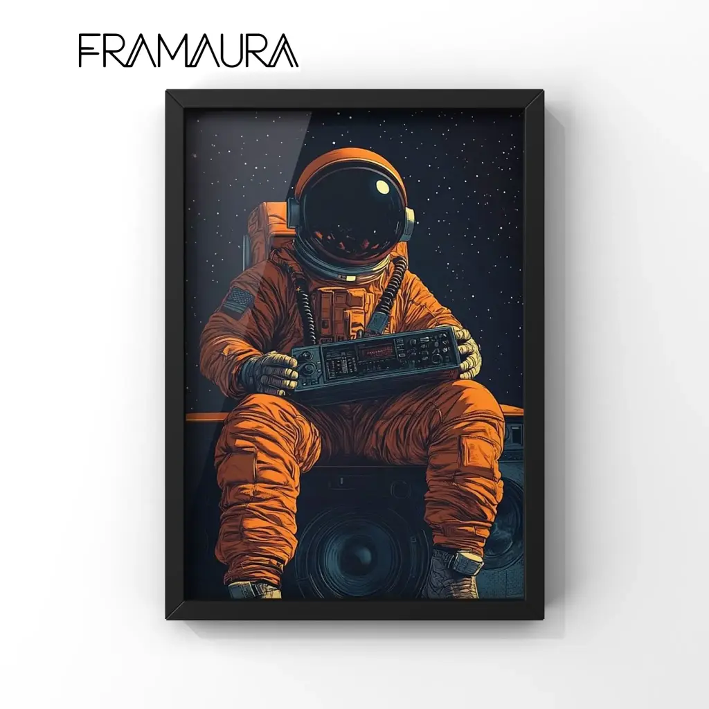 Cosmic DJ (20x30 cm, Black frame)
