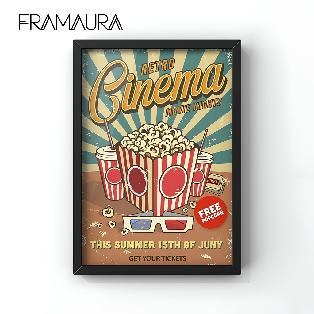 Retro Cinema (20x30 cm, Black frame)
