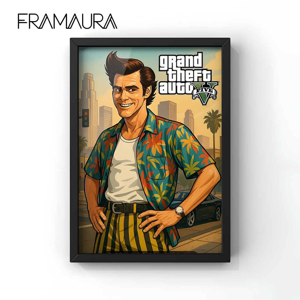 Jim Carrey GTA (20x30 cm, Black frame)
