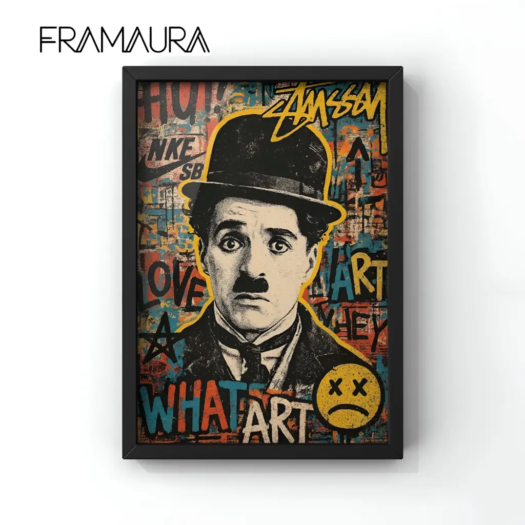 Charlie Chaplin art (20x30 cm, Black frame)